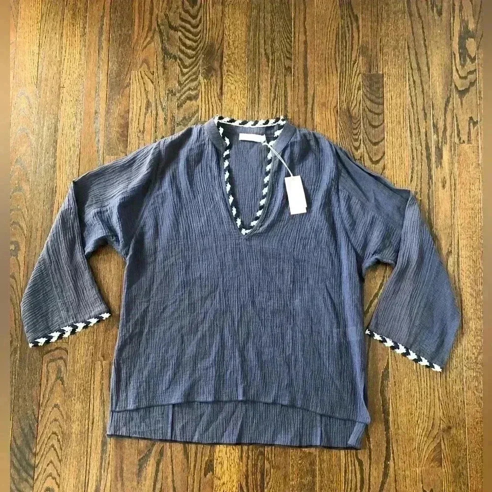 Tory Burch Women’s L Gauze Beach Shirt/Coverup in Tory Navy - NWT!! - Picture 5 of 16